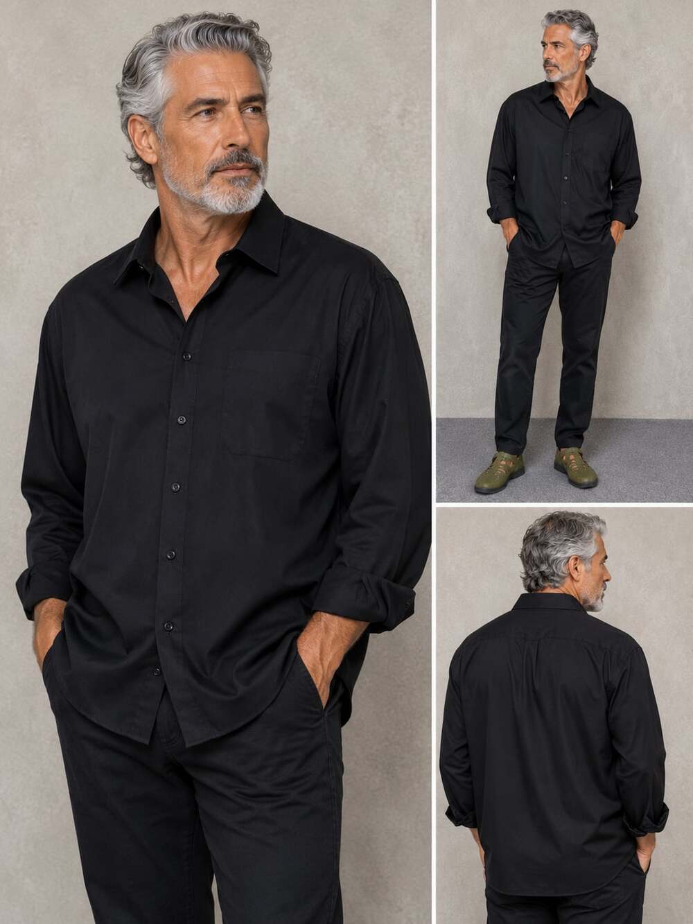 Joseph Abboud Mens Non-Iron Long Sleeve Dress Shirt Black 17.5 36/37 Tall
Z141